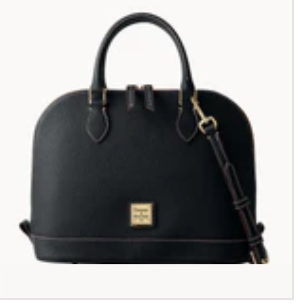 NIB Dooney & Bourke Sorrento Black Zip Satchel Purse in Box